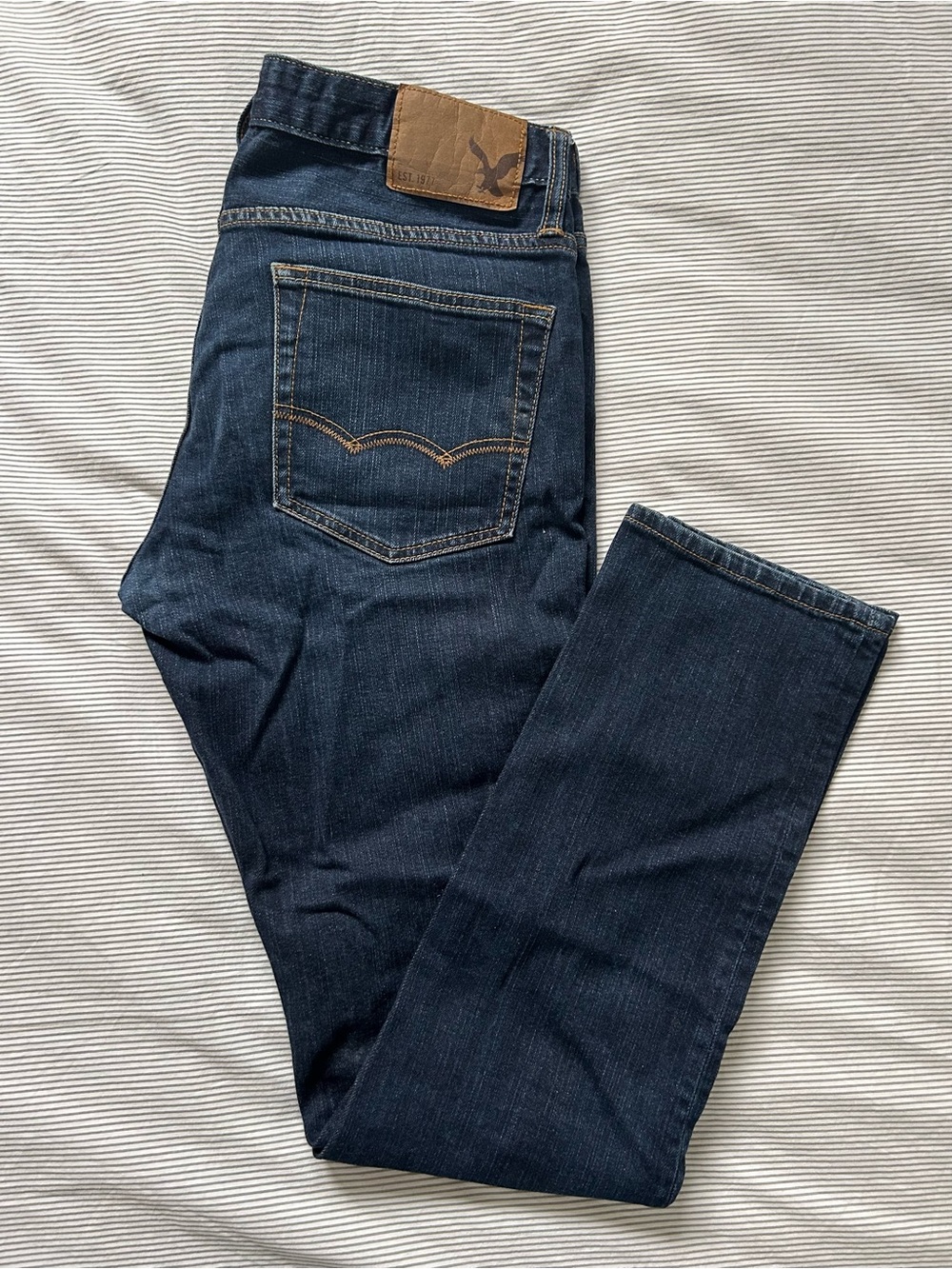 American Eagle Outfitters Men's Slim Straight Dark Blue Jeans